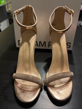 Women's Dream Pairs Rose Gold Ankle-Strap Open Toe High Heel - Size 8